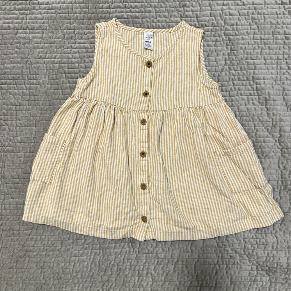 Carter's Girls 8Y Gold and White Striped Top